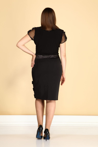 Юбка классический карандаш с бантиками из атласа Klever 406 черный - фото 8