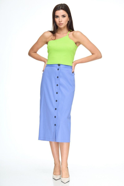Жакет и юбка с топом на пуговицах для офисного образа Anelli 1133 лазурно-синий - фото 19