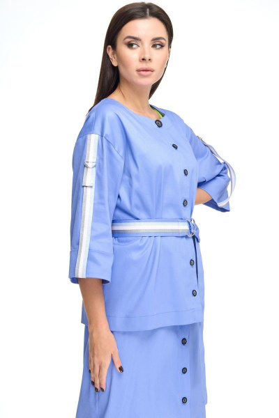 Жакет и юбка с топом на пуговицах для офисного образа Anelli 1133 лазурно-синий - фото 17