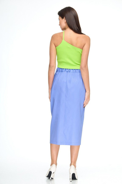 Жакет и юбка с топом на пуговицах для офисного образа Anelli 1133 лазурно-синий - фото 11