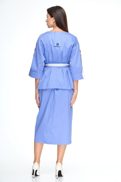 Жакет и юбка с топом на пуговицах для офисного образа Anelli 1133 лазурно-синий - фото 9