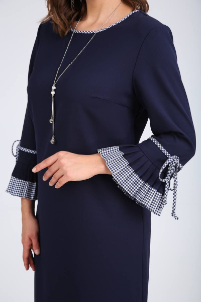 Платье деловое с вытачками, вставками и поясом Moda Versal П2232 т.синий - фото 4