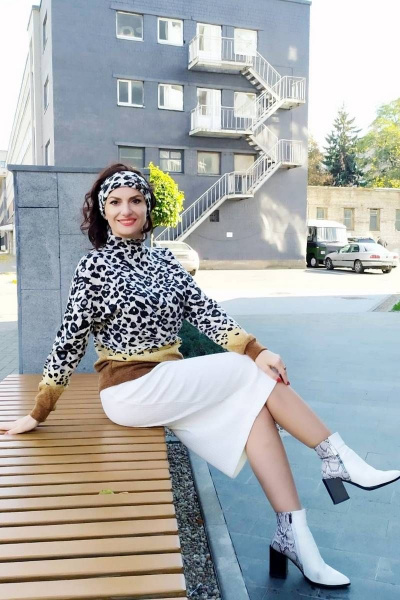 Джемпер из трикотажа с леопардовым принтом и полуприлегающий крой Amelia Lux - Kelen 3542L - фото 5