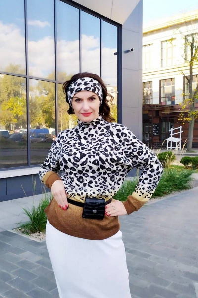 Джемпер из трикотажа с леопардовым принтом и полуприлегающий крой Amelia Lux - Kelen 3542L - фото 4