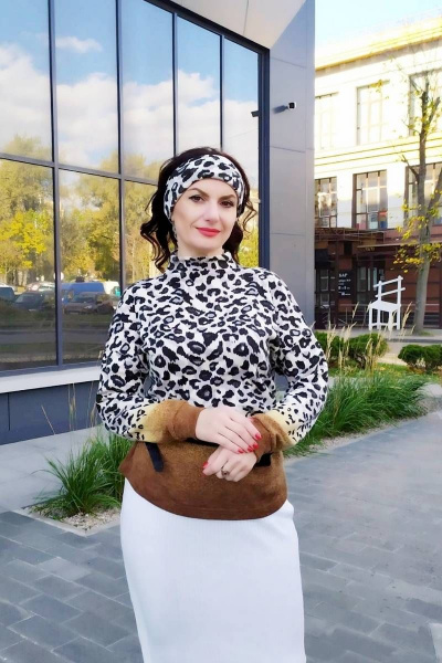Джемпер из трикотажа с леопардовым принтом и полуприлегающий крой Amelia Lux - Kelen 3542L - фото 2
