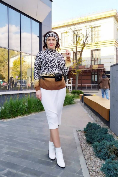 Джемпер из трикотажа с леопардовым принтом и полуприлегающий крой Amelia Lux - Kelen 3542L - фото 3