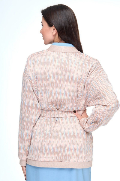 Кардиган с принтом и поясом в стиле спорт-шик Anelli 1140 пудра - фото 5