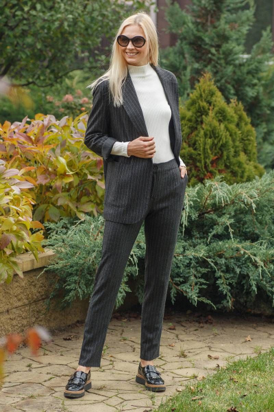 Черные брюки делового стиля на каждый день Achosa 1540 черная полоска - фото 4