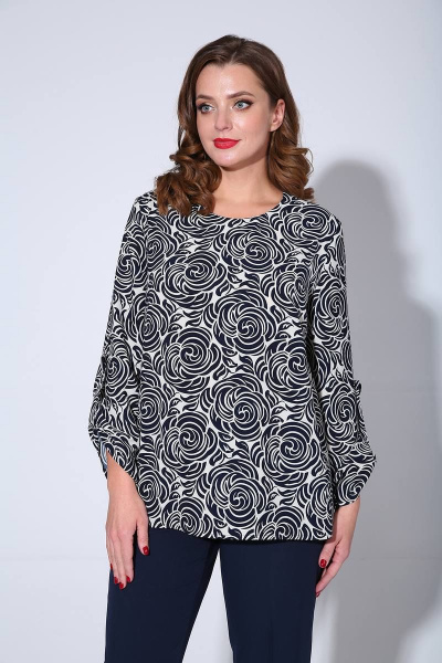 Блуза Liona Style 811Б молочный/синий - фото 3