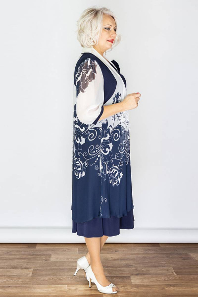 Нарядное платье больших размеров из трикотажа и шифона Camelia 20115 1 - фото 3