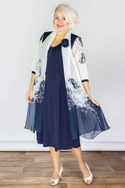 Нарядное платье больших размеров из трикотажа и шифона Camelia 20115 1 - фото 1