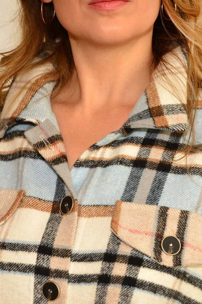 Блузка из смешанной ткани с клетчатым принтом и поясом Needle 486/1 - фото 6