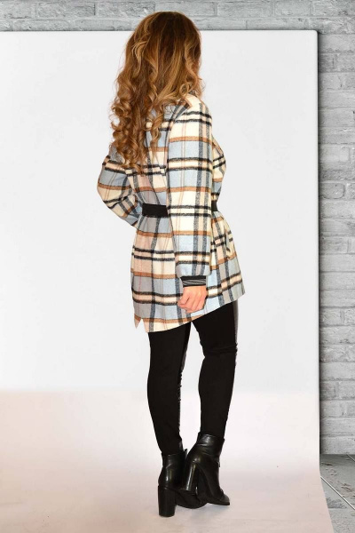 Блузка из смешанной ткани с клетчатым принтом и поясом Needle 486/1 - фото 3