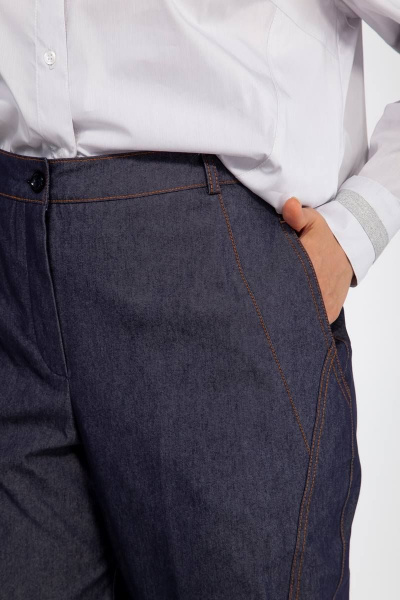 Брюки с высокой посадкой из хлопка с карманами и разрезами Anna Majewska Б327 - фото 3