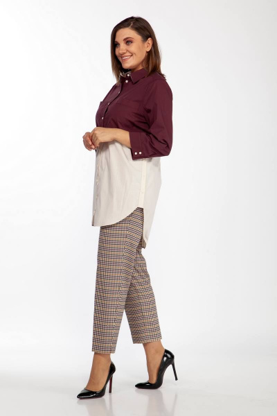 Длинная свободная блуза с нагрудными карманами и украшением Anna Majewska А332 - фото 3