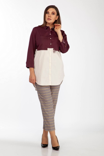 Длинная свободная блуза с нагрудными карманами и украшением Anna Majewska А332 - фото 2