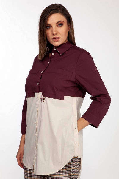 Свободная блуза с фигурным низом и полосатым воротником Anna Majewska А335 - фото 1