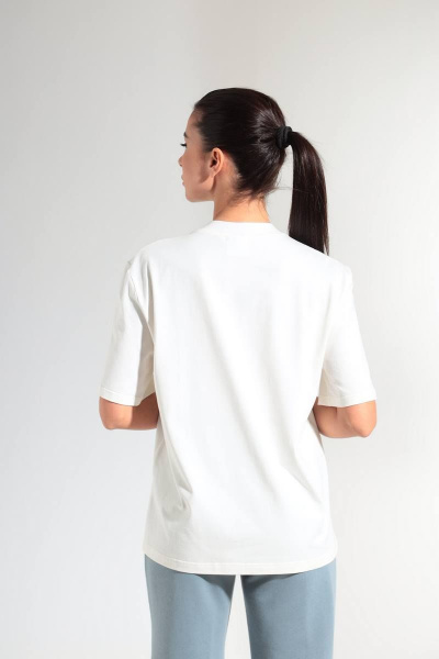 Круглогодичный хлопковый джемпер oversize с вышивкой и принтом HIT 0209 молочный - фото 4