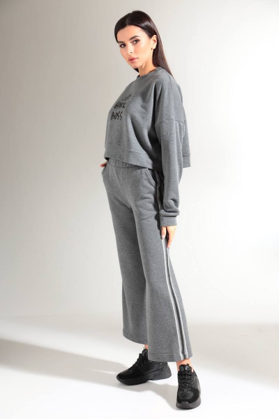 Демисезонный женский костюм из хлопкового футера HIT 3081 темно-серый - фото 2