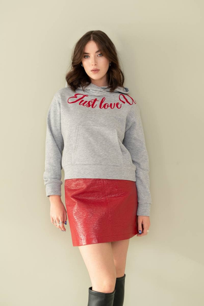 Кроп-худи из трикотажа с принтом и капюшоном JRSy 2082 - фото 2