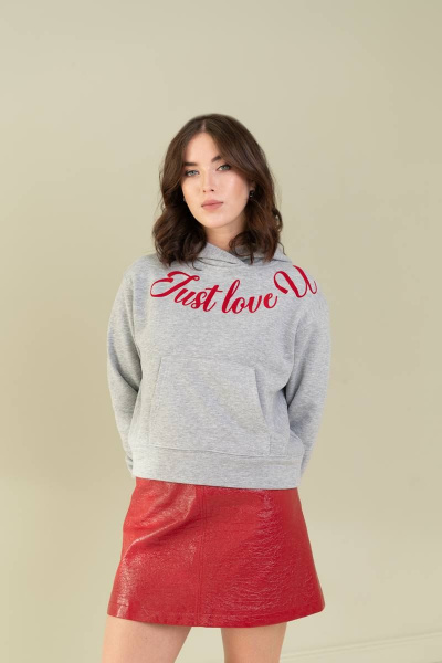 Кроп-худи из трикотажа с принтом и капюшоном JRSy 2082 - фото 1