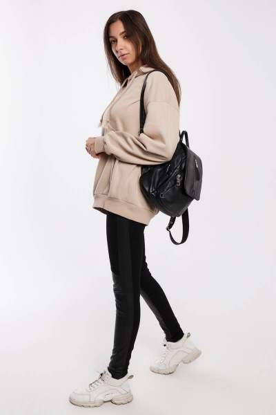 Леггинсы из трикотажа с кожзамом и лампасами Madech 19144 черный,матовый-черный - фото 10