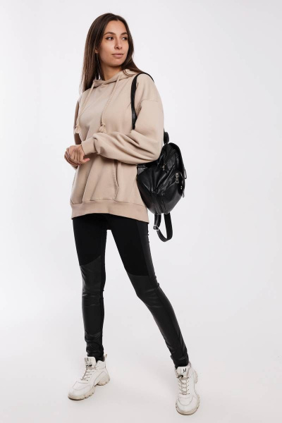 Леггинсы из трикотажа с кожзамом и лампасами Madech 19144 черный,матовый-черный - фото 9