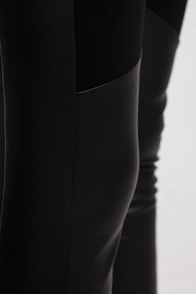 Леггинсы из трикотажа с кожзамом и лампасами Madech 19144 черный,матовый-черный - фото 7