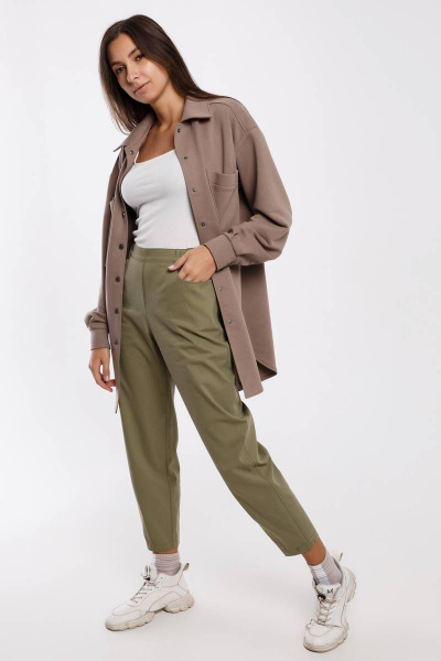 Брюки демисезонные из хлопка с резинкой и зауженным низом Madech 21182 защитный-хаки - фото 6