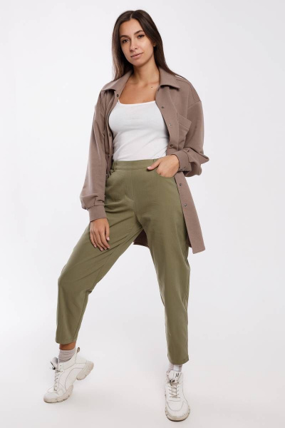 Брюки демисезонные из хлопка с резинкой и зауженным низом Madech 21182 защитный-хаки - фото 5
