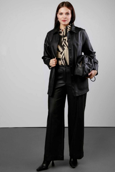 Демисезонная блуза из экокожи с накладными карманами Femme & Devur 70739 1.3BF(170) - фото 2