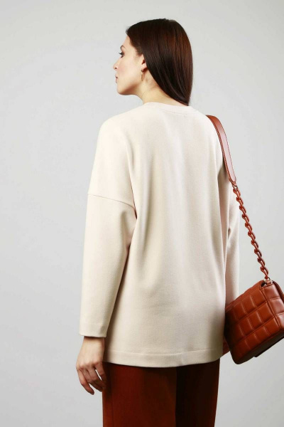 Базовый бежевый джемпер из трикотажа с нагрудными карманами Femme & Devur 30445 1.2BF(170) - фото 3