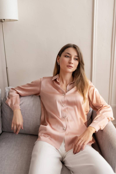Розовая шелковая рубашка для деловых и вечерних образов LULA.BY LY2021BlousePink - фото 2