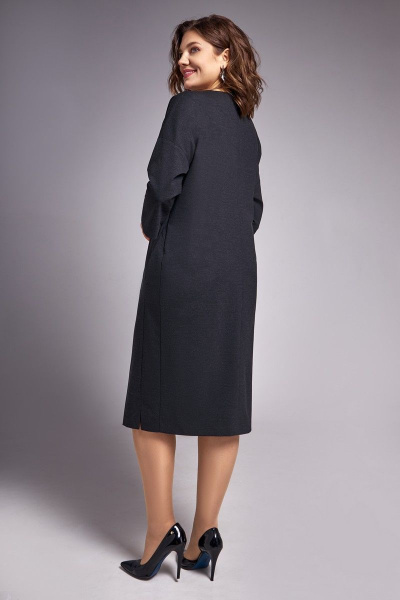 Платье из трикотажа и эко-кожи с карманами IVA 1330 графитовый - фото 5