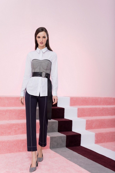 Топ из костюмной ткани с рельефами и застежкой на молнию Alena Goretskaya A1005/13 - фото 1