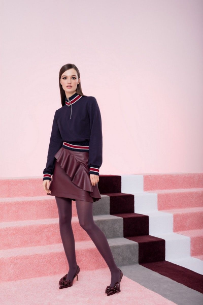 Джемпер с коротким застежкой и поясом из трикотажа Alena Goretskaya A1021/9 - фото 1