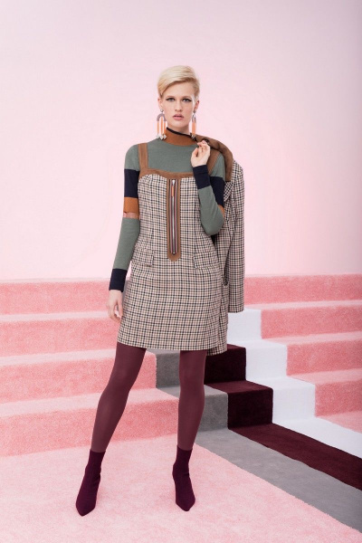 Мультиколорный сарафан из костюмной ткани с бретелями Alena Goretskaya A1057/1 - фото 1