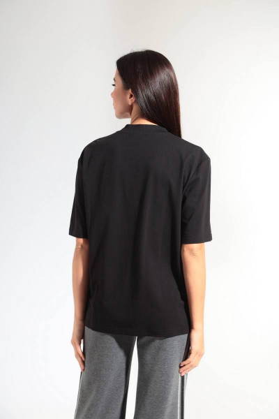 Круглогодичный хлопковый джемпер oversize с вышивкой и тесьмой HIT 0209 черный - фото 4