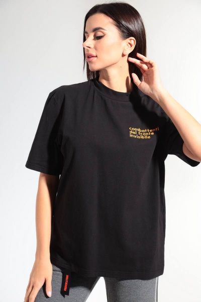 Круглогодичный хлопковый джемпер oversize с вышивкой и тесьмой HIT 0209 черный - фото 2