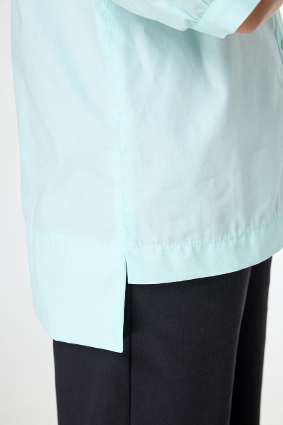 Блуза с объемными рукавами и асимметричным низом из хлопка Anelli 987 мята - фото 5