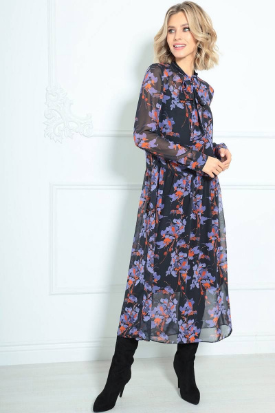Платье LeNata 11235 черное-в-цветы - фото 2
