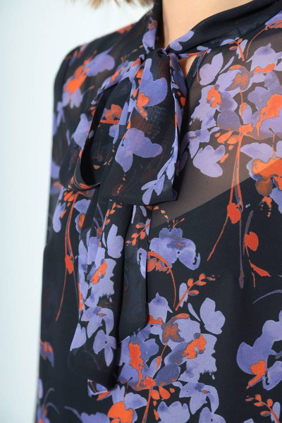 Платье LeNata 11235 черное-в-цветы - фото 6