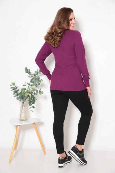 Розовая водолазка с нагрудными вытачками из трикотажа лапша Fortuna ШЖ 1422.1 - фото 3