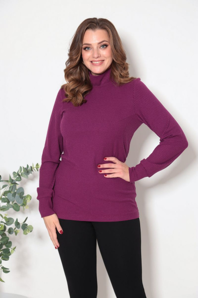 Розовая водолазка с нагрудными вытачками из трикотажа лапша Fortuna ШЖ 1422.1 - фото 2