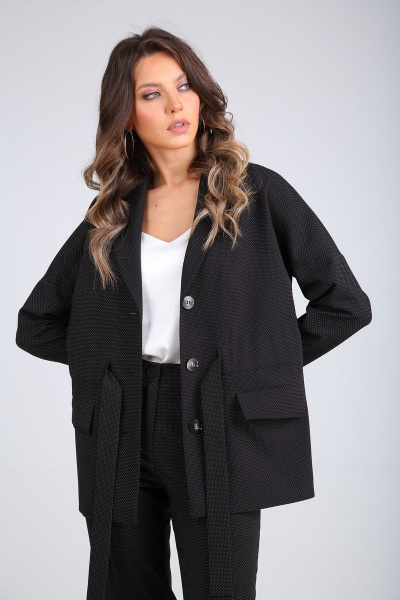 Брюки, жакет SandyNa 130513 черный_точка - фото 3