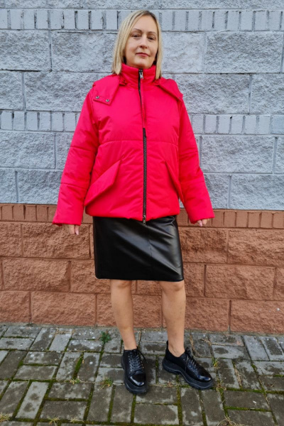 Демисезонная утепленная куртка с капюшоном и карманами Shymoda 295-21 красный - фото 1