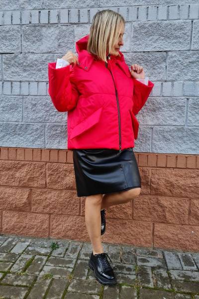 Демисезонная утепленная куртка с капюшоном и карманами Shymoda 295-21 красный - фото 4