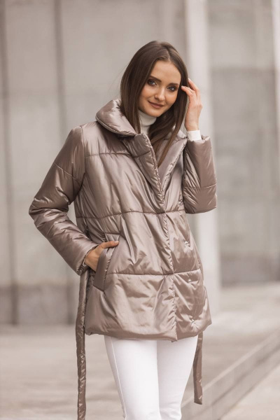 Бежевая стёганая куртка жакет из плащёвой ткани Winkler’s World 663к атмосфера - фото 5