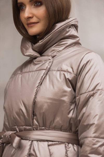 Бежевая стёганая куртка жакет из плащёвой ткани Winkler’s World 663к атмосфера - фото 4