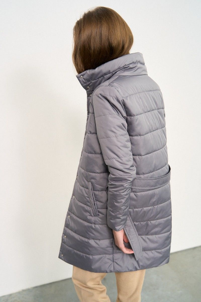 Куртка с поясом из плащёвой ткани и текстиля JKY GA-013 серый - фото 7